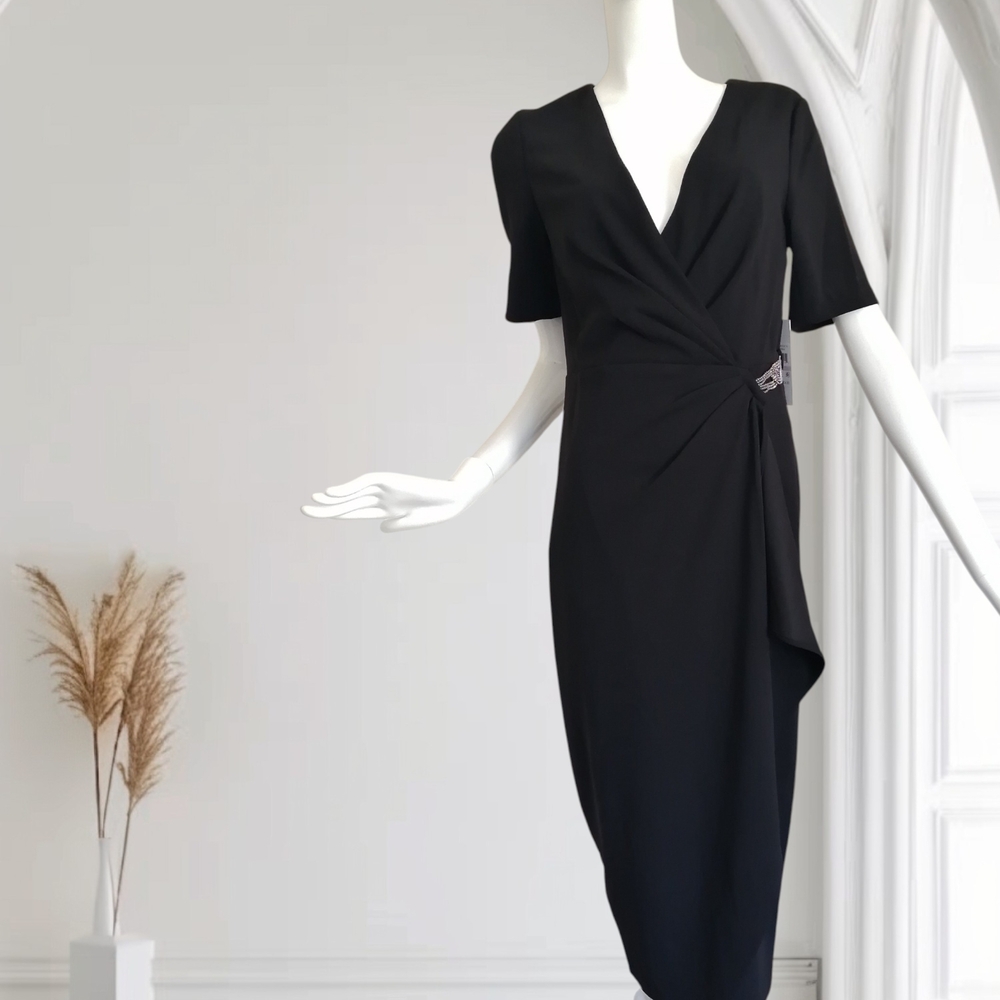 DKNY Elegant Black Asymmetrical Dress